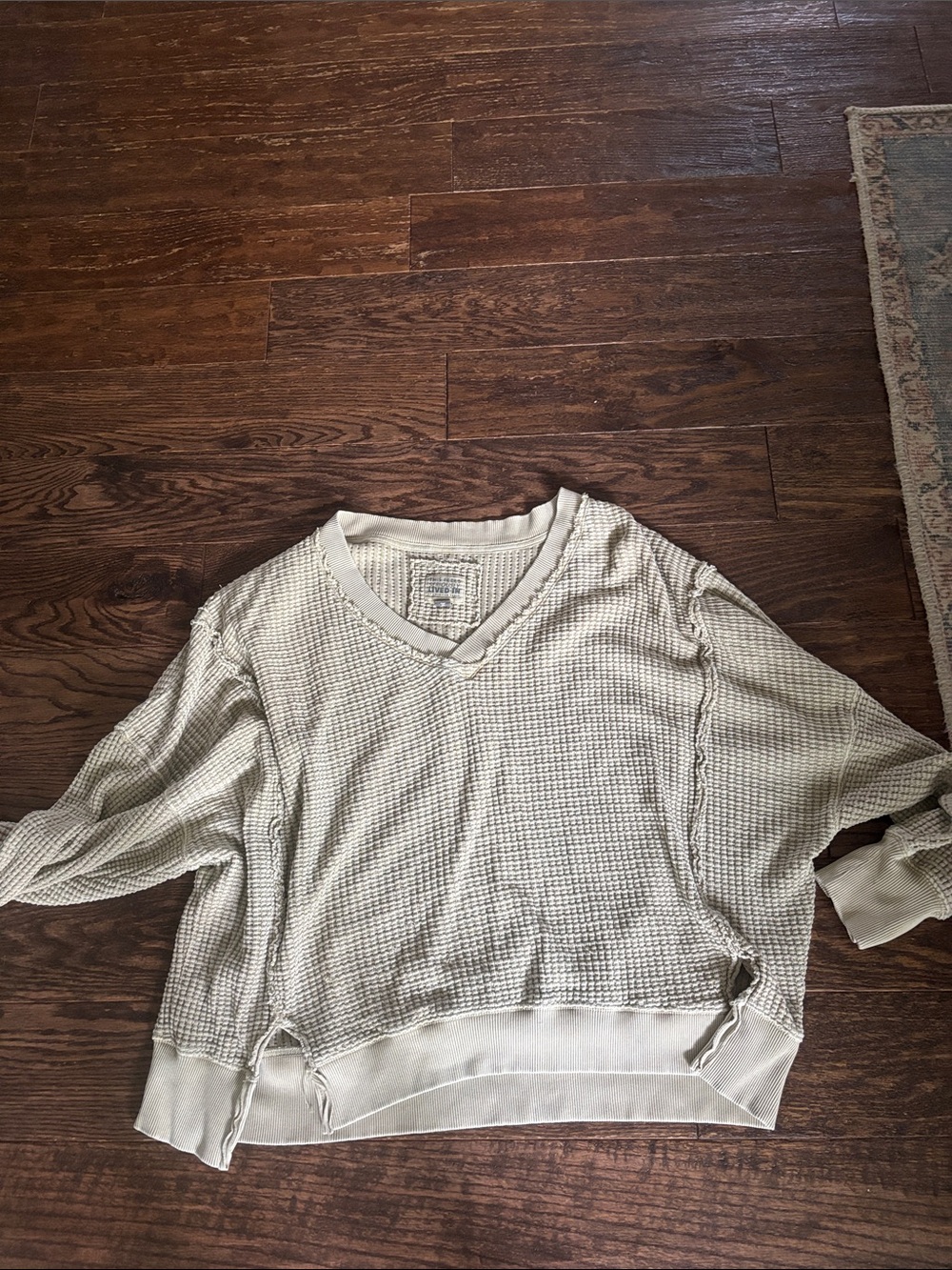 Women’s sage greenWaffle Knit oversized top size large AEO American Eagle